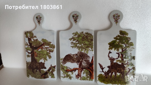 Лот от 3 немски порцеланови дъски за рязане Hennenberg Porzellan 1777 Ilmenau, снимка 1 - Антикварни и старинни предмети - 44810913