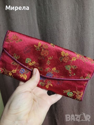 Голямо  портмоне от КОПРИНА,  японски стил, бордо на цветя, снимка 14 - Портфейли, портмонета - 39488353