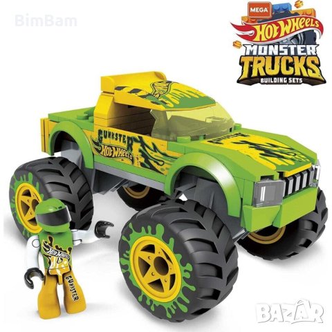 Конструктор MEGA Hot Wheels - Gunkster Monster Truck - 69 части, снимка 2 - Конструктори - 40830798