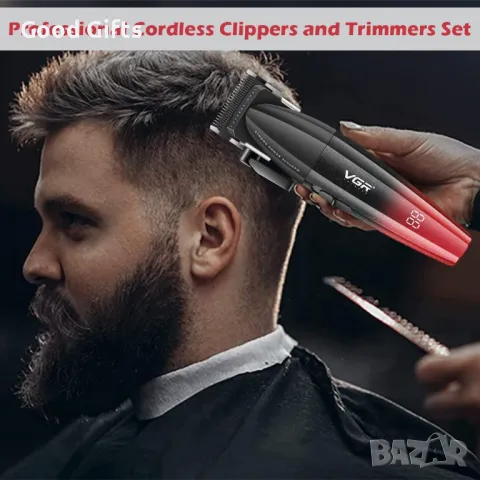 Професионален комплект за подстригване VGR V-640 – 2 в 1, с LED дисплей, безжичен, с аксесоари, снимка 7 - Машинки за подстригване - 50385547