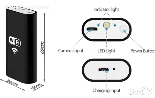 Ендоскопска Водоустойчива камера Wi-fi Ендоскоп HD720P, 3 m, 8 x LED, снимка 8 - Камери - 49387085