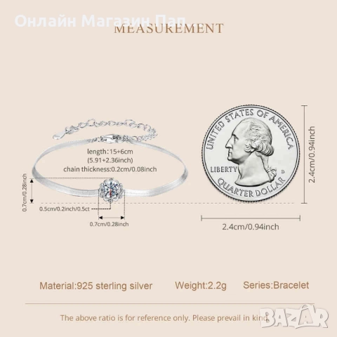 WOSTU Сребърна гривна с 0.5 каратов диамант мойсанит със сертификат, снимка 9 - Гривни - 52882731