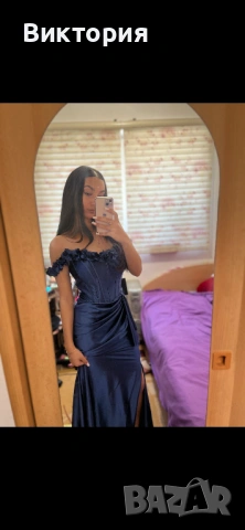 Тъмносиня абитуриентска рокля 