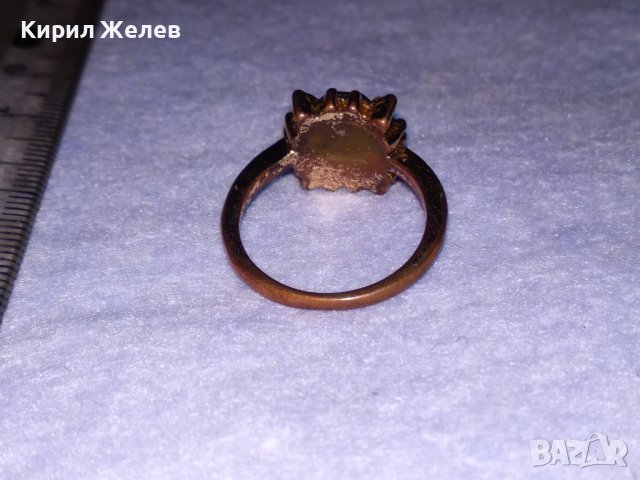 СТАР КРАСИВ МЕДЕН АРТ ДЕКО ПРЪСТЕН с ИСКРЯЩИ ФАСЕТИРАНИ КРИСТАЛИ 38657, снимка 12 - Пръстени - 41622840