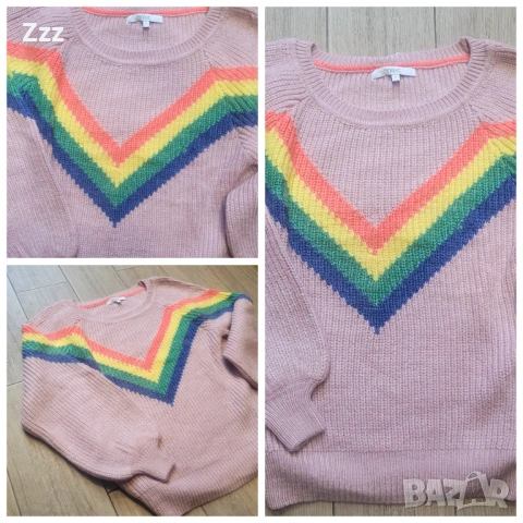 Дамски пуловер в розово с буфан ръкав