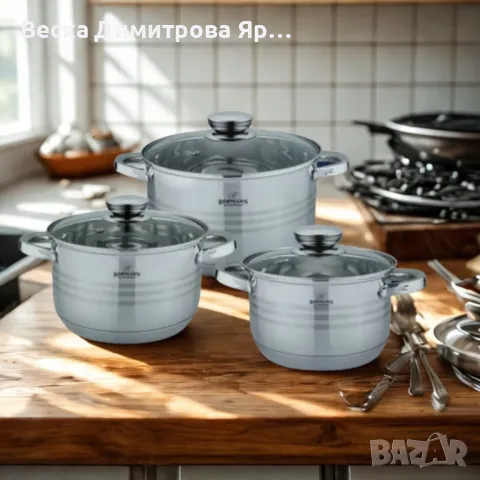Комплект тенджери от неръждаема стомана Bohmann, Класика и удобство за всяка кухня (6 части), снимка 3 - Съдове за готвене - 50379780
