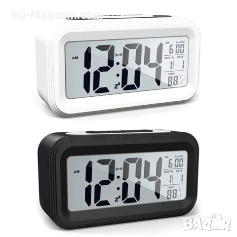 Настолен LED дигитален часовник с термометър аларма постоянно светещ в тъмното на батериии, снимка 4 - Други - 51040067