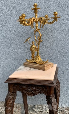 Двойка големи,изящни свещници бронз с позлата-ХХв., снимка 5 - Антикварни и старинни предмети - 13472162