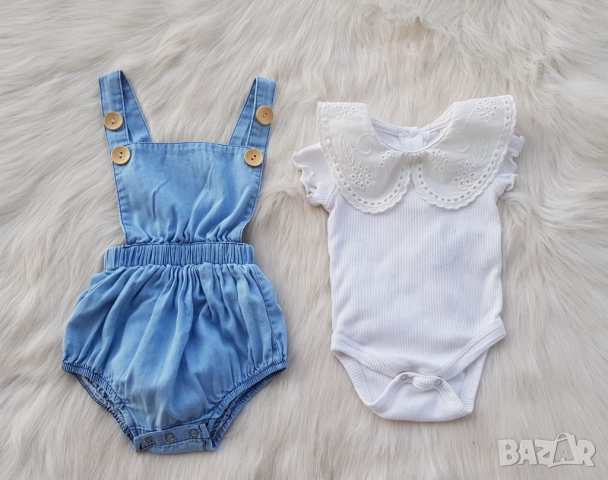 Бебешки дънков гащеризон и боди с якичка 0-3 месеца , снимка 11 - Бебешки гащеризони - 51756902