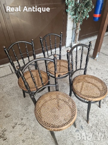 Антикварни 4 броя дървени столове Jacob & Joseph KOHN , снимка 6 - Антикварни и старинни предмети - 50641550