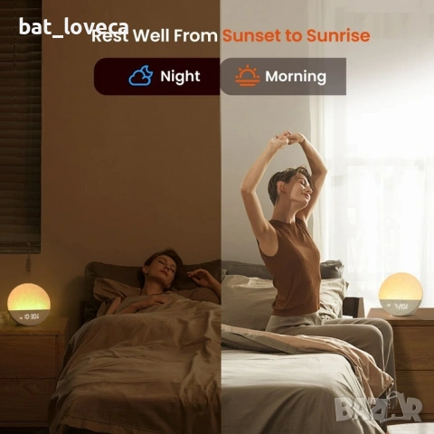 Нов Dreamegg Sunrise 1 - будилник при изгрев,машина за бял шум с 29 звука, снимка 6 - Спални и легла - 53751052
