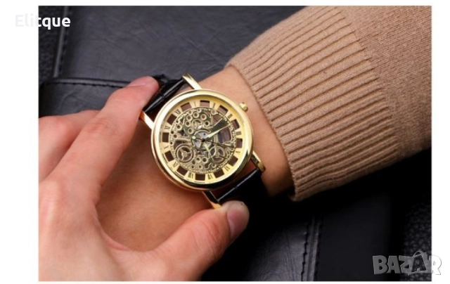 Изискан прозрачен мъжки ръчен часовник с кварцов механизъм и к. каишка , снимка 5 - Мъжки - 52799693