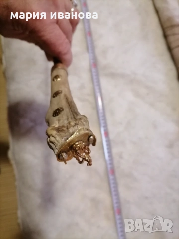 Старо ковано острие шиш шпага с дръжка от рог с тайник и корона, снимка 4 - Антикварни и старинни предмети - 53301078