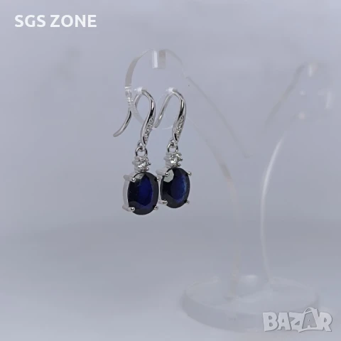 СРЕБЪРЕНИ ОБЕЦИ СЪС НАТУРАЛЕН САПФИР ИЛИ РУБИН , снимка 8 - Обеци - 51168701