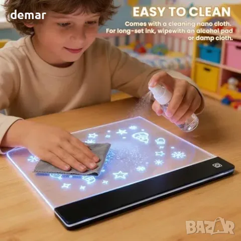 LED светеща презареждаща дъска за рисуване за деца 35x26 см с акумулаторна батерия 1500 mAh и 4, снимка 6 - Други - 55827407