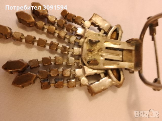Радка брошка Арт Деко -1920г със клипс и игла кристали, снимка 9 - Антикварни и старинни предмети - 44176217
