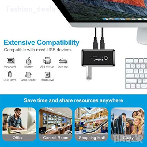 Нов Захранващ USB 3.0 хъб с 4 порта USB сплитер за 2 компютъра, снимка 3 - Друга електроника - 41757199