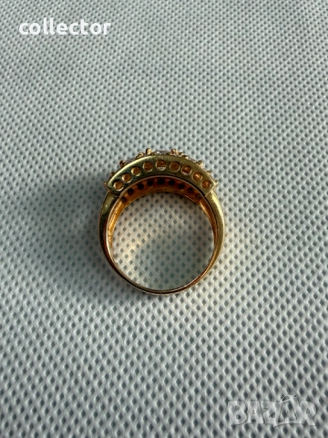 Дизайнерски сребърен пръстен с позлата и камъни. №7775, снимка 3 - Пръстени - 52847732