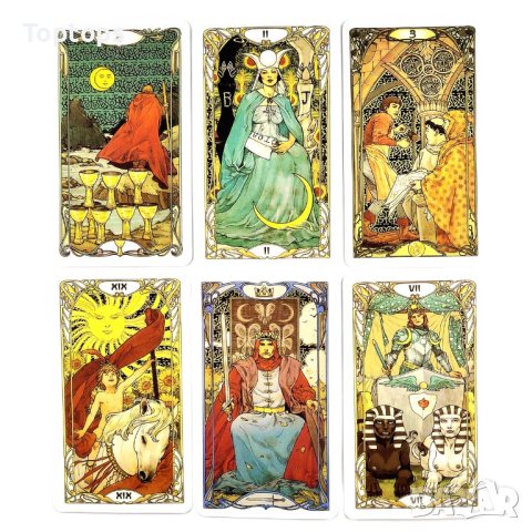Елегантнo таро: Golden Art Nouveau Tarot & Etherial Visions & Egyptian Art Nouveau Tarot, снимка 15 - Карти за игра - 42293138
