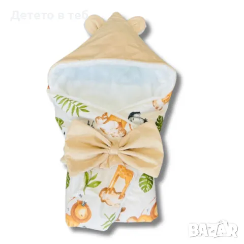 Порт бебе с качулка - Африка с бяла кохавлия -75/75, снимка 1