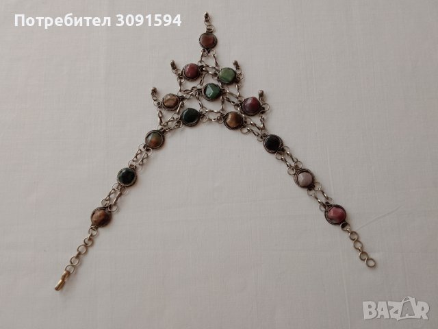 колие със полоскъпоценен камък, ретро племенно колие, ретро бижута, снимка 5 - Антикварни и старинни предмети - 41877109