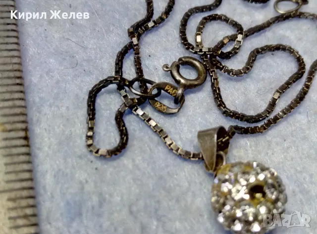 ФИНО СРЕБЪРНО КОЛИЕ ОКСИДИРАНО СРЕБРО 925 PAC с ЕМАЙЛИРАНА СРЕБЪРНА ВИСУЛКА ТОПЧЕ с ЦИРКОНИ 38698, снимка 2 - Колиета, медальони, синджири - 49704280