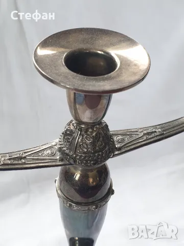 Сребърен свещник, снимка 4 - Антикварни и старинни предмети - 48957967