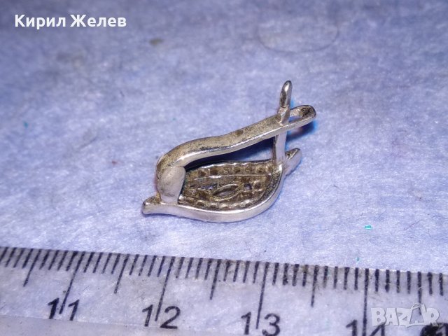 СРЕБЪРНА АЖУРНА СКЪПОЦЕННА ОБЕЦА СРЕБРО 925 АНГЛИЯ с ИСКРЯЩИ ФАСЕТИРАНИ КАМЪНИ ЦИРКОНИЙ 38210, снимка 4 - Обеци - 40938237