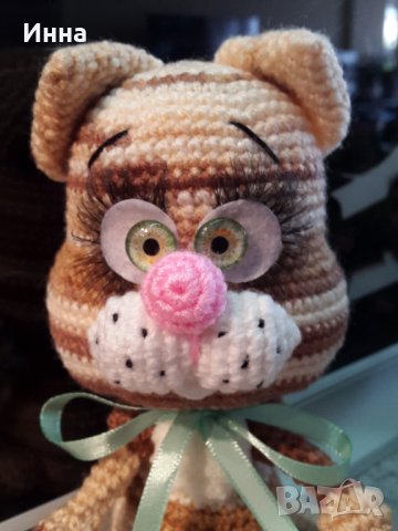 Котенце Мурзилка, Плетена играчка, Ръчно изработена, Перфектен подарък, снимка 10 - Плюшени играчки - 39335358