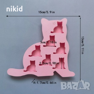 7 бр котка котки коте силиконов молд форма фондан гипс шоколад бонбон декор , снимка 3 - Форми - 44840382