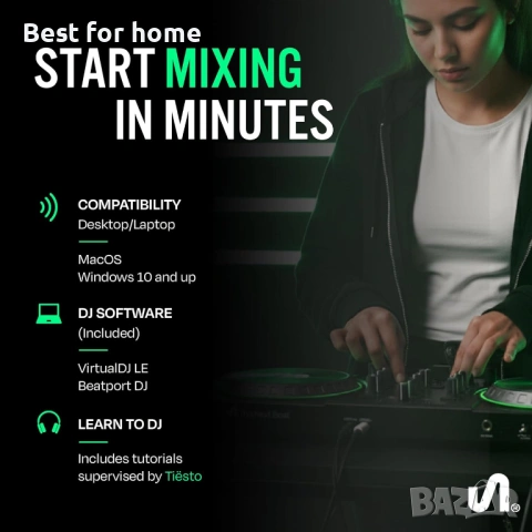 Tiesto DJ контролер, SX1 преносим контролен дек с аудио миксер, Beat Match, USB и двоен изход, снимка 4 - Аудиосистеми - 53470853