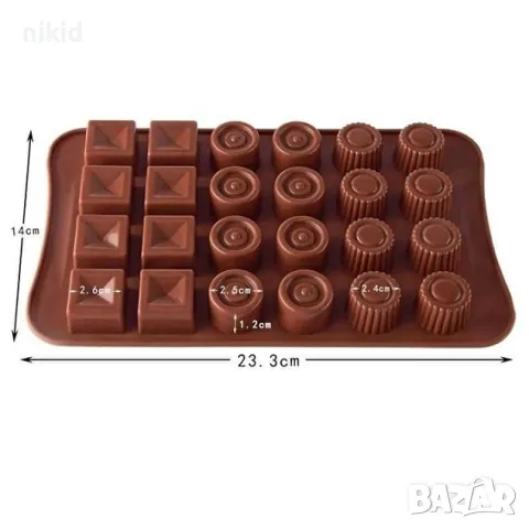Квадратни и кръгли бонбони силиконов молд за шоколадови бонбон гипс желе лед, снимка 2 - Форми - 28524358
