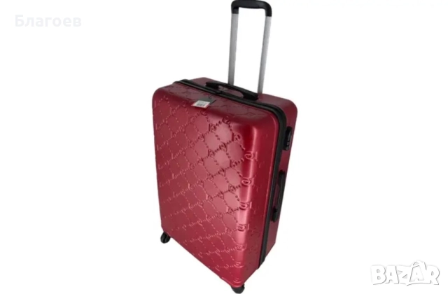 Комплект куфари Pierre Cardin Orion от 3 части, цвят Rouge Foncé - 4 колелца - твърд куфар - с ключа, снимка 4 - Куфари - 52247941