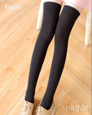 Дълги Едноцветни Чорапи Памук, снимка 4 - Дамски чорапи - 52469250