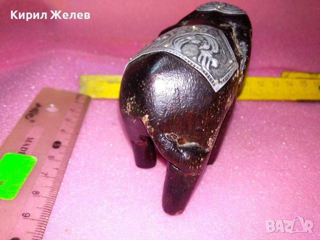 ДЪРВЕНА КОЛЕКЦИОНЕРСКА ФИГУРКА СЛОНЧЕ РЪЧНА ИЗРАБОТКА с ОРНАМЕНТИРАН МЕТАЛЕН ОБКОВ 42910, снимка 2 - Статуетки - 44312521