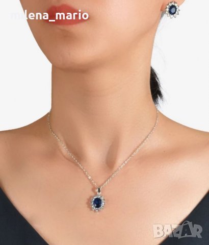 К-кт колие и обеци" blue" , снимка 2 - Бижутерийни комплекти - 39689435