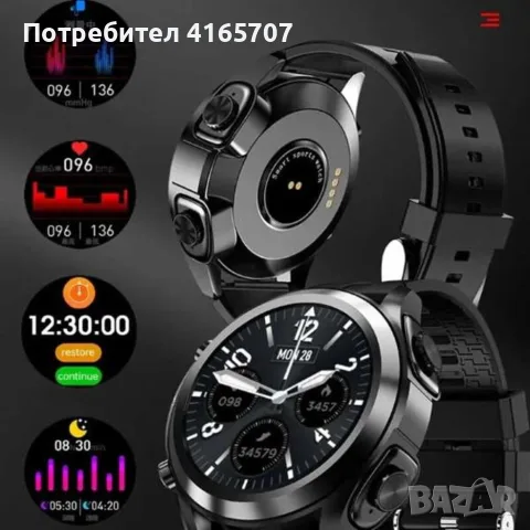 Смарт часовник с безжични слушалки, снимка 3 - Смарт часовници - 55724013