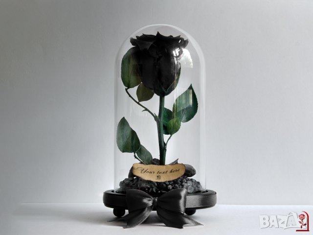 Оригинален Подарък за Коледа / Естествена Вечна ЧЕРНА Роза в Стъкленица / Подарък за Жена, снимка 4 - Романтични подаръци - 34470668