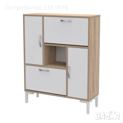 Шкаф за обувки Puzzle-home HM18187, ПДЧ, Бял, 86,5x30x109H, снимка 1