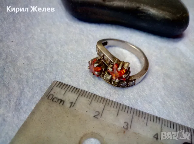 ШАРМАНТЕН СКЪПОЦЕНЕН СРЕБЪРЕН ПРЪСТЕН СРЕБРО 925 със ЗВЕЗДИЧКИ от ГРАНАТ и БЛЕСТЯЩИ ЦИРКОНИ 47491, снимка 11 - Пръстени - 49273093