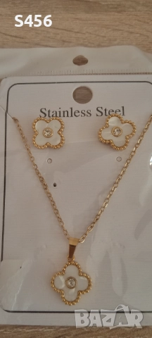 Van Cleef.Колие,обеци, комплект бижута , снимка 2 - Бижутерийни комплекти - 52104414