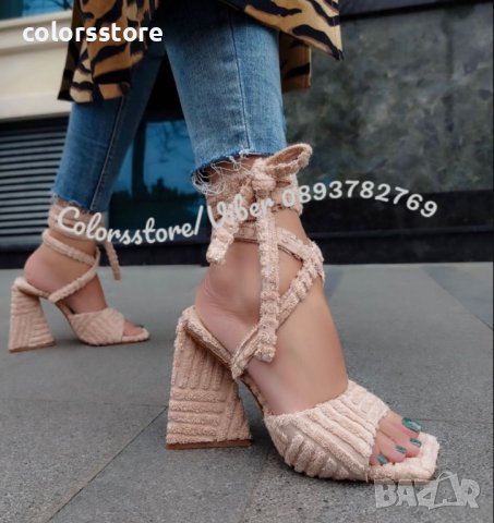 Сандали на ток - бежови - HL100, снимка 2 - Сандали - 44286000