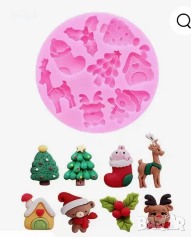 8 микс коледни елен елха коледна звезда имел имели къща елен коледен силиконов молд форма фондан, снимка 3 - Форми - 48114360