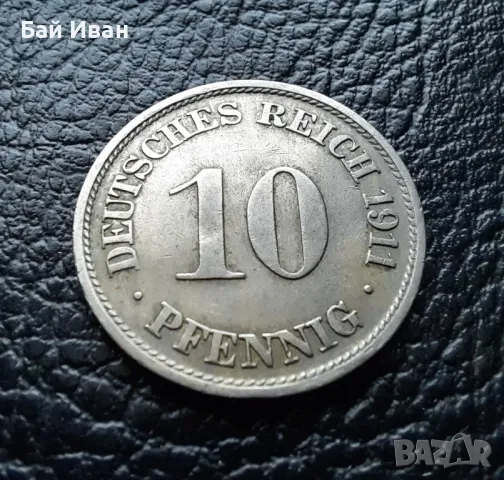 Стара монета 10 пфенига 1911 г. буква J -Германия- топ цена !, снимка 2 - Нумизматика и бонистика - 47912122