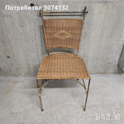 Интересен стол от метал и ратан, снимка 5 - Столове - 36299779