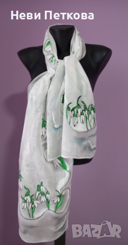 Рисуван шал КОКИЧЕТА, снимка 3 - Шалове - 44405384