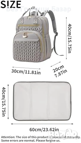 Нова Мултифункционална чанта-раница за бебе, лека с много отделения, снимка 3 - Други - 53685833