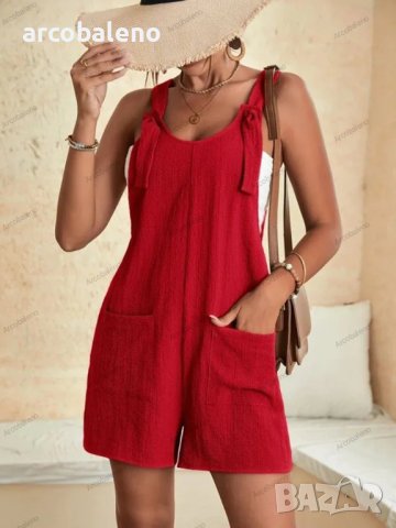 Едноцветен дамски гащеризон с джобове, 5цвята, снимка 4 - Гащеризони - 40198678