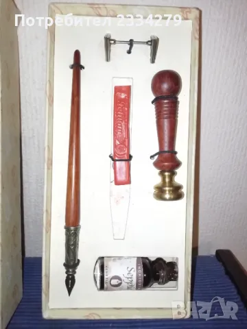 Стар калиграфически комплект ,,Bortoletti" Venecia. Топографска линия. , снимка 2 - Други ценни предмети - 49511466