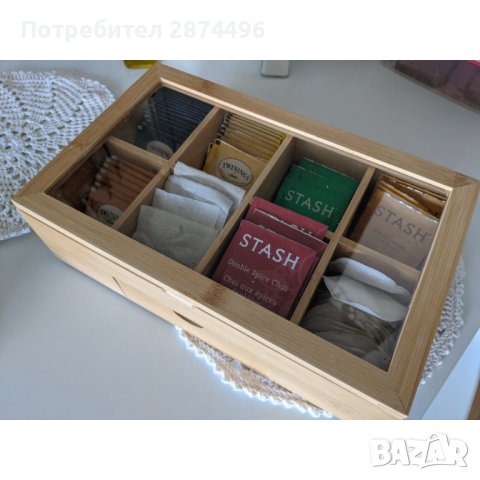 4098 Кутия за съхранение на чай с чекмедже и 8 отделения, снимка 3 - Други стоки за дома - 42142295